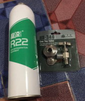 Refrigerant type R22, น้ำยาแอร์ ชนิด R22, 1กระป๋อง 1000g +  with liquid on/off valve พร้อมวาล์วหัวเปิดปิดน้ำยา