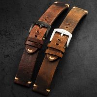 2023 ♦ↂ☋ XIN-C时尚5 Super retro adapted water ghost Biwan small red flower soft cowhide strap 18 20 22MM handmade mens leather strap