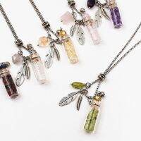 1PC Refillable Aromatherapy Glass Pendant Necklace Diffuser Perfume steel chain