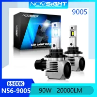 Novsight N56 HB3 9005 ชุดหลอดไฟหน้า LED 6500K สีขาว Super Bright LED Light สำหรับรถยนต์ High Beam/Low Beam 90W 20000LM Plug and Play ในสต็อก 2 ชิ้นรับประกัน 2 ปีจัดส่งฟรี