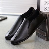 ﹊◎◄Mens leather shoes, autumn new waterproof, non-slip casual peas, British youth driving mens leather shoes