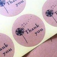 100pieces Dandelion Thank you Self Adhesive Kraft Baking Seal Sticker Gift Label Round Labels FOR DIY Paper Bag Stickers Labels