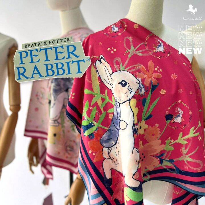 kiss-me-doll-ผ้าพันคอ-ผ้าคลุมไหล่-peter-rabbit-ลาย-blooming-ขนาด100x100-cm