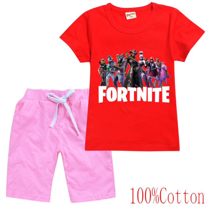 fortnites-เสื้อยืดชุดสาวเด็กแขนสั้นเสื้อทีกางเกงขาสั้น8349บุคลิกภาพเสื้อยืดสบายๆการ์ตูนกางเกงขาสั้นแฟชั่นใหม่เกาหลี