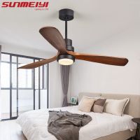 SUNMEIYI สำหรับห้องนั่งเล่นพัดลมติดเพดาน LED 220V แบบนอร์ดิกไฟเพดานพัดลมติดเพดานไม้มีไฟรุ่นใบพัดขนาด52นิ้วการแข่งขันโคมไฟภายในอาคาร110V