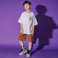 [COD] Childrens hip-hop street dance suit summer boy hiphop tide childrens loose short-sleeved catwalk costumes