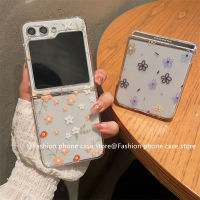 Phone Case เคส Samsung Galaxy Z Flip5 Fold5 Flip4 Fold4 Flip3 Fold3 5G ดอกไม้สวยงามสวยซิลิโคนใสฝาครอบนุ่ม2023