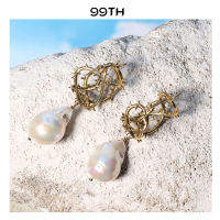 99th Jesus crown of thorns gold color earrings pearls drop ต่างหูมงกุฏหนามสีทองห้อยไข่มุก