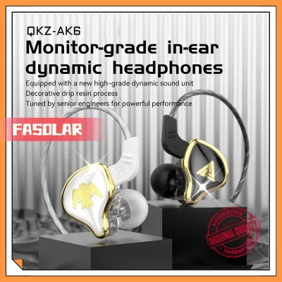 【อัปเกรดเวอร์ชัน】QKZ หูฟัง AK6 Earphone Sport Earbuds Stereo หูฟังอินเอียร์ ระดับเสียง HI-FI ไมค์เพิ่ม/ลดเสียง สายยาว 1.2 เมตร