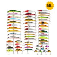 Lixada 56PCS Fishing Lures Set Mixed Minnow Lures Crank Lures Fishing Tackle Lure Kit Set Focus Shift Ball Inside Great for Freshwater Saltwater