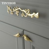 【YD】 Novos Pássaros Botões para Dresser Plum Armário Porta Alças e Maçanetas Gaveta Do Puxa Latão Decoração Móveis Hardware