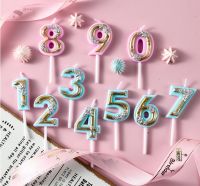 Baking Cartoon Color Flower Digtal Number Candle Decoration Wedding Children Happy Birthday Party Plug in Dress Up Cake Topper