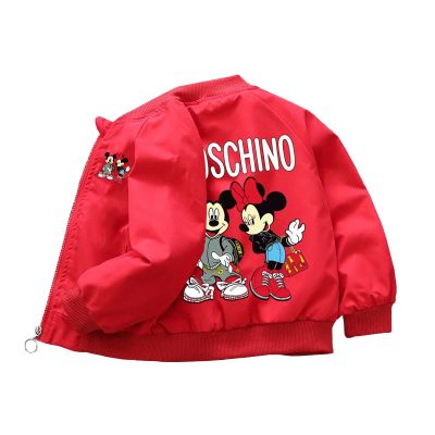 Mickey Minnie Zipper Boys Girls Jacket Coat 2023 Spring Cartoon Uniform Windbreaker Outerwear 2-7 Years Children Casual Clothes