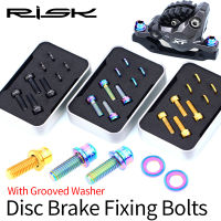 RISK 4 Sets M6x18mm Titanium Alloy MTB Road Bicycle Disc Brake Fixed Bolts with Washer for SLX XT Mountain Bike Brake Caliper