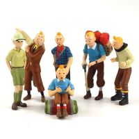 CGGUE 6ชิ้น/ล็อตตุ๊กตา Miniature ตุ๊กตาของขวัญของเล่นสะสมรูปรูปปั้น Adventures Of Tintin ของเล่นการ์ตูนภาพยนตร์ Explorers ดีบุกตัวเลขดีบุก