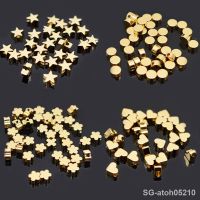 6mm Pentagram heart cross Butterfly shape Beads Metal Copper Gold Color Loose beads for Jewelry Making DIY Bracelet hole 1.7mm