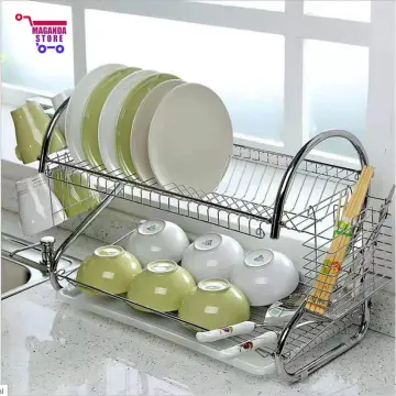 Dish Drainer Drying Organizer for Kitchen Double Layer Multi Purpose Sink  Rack