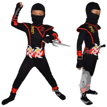 Boy's Ninja Costume Halloween Kids Black Ninja Outfit, Dragon Totem