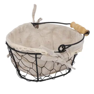 Small Chicken Wire Basket with Linen Liner