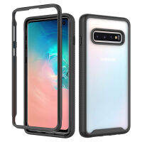 สำหรับ Samsung Galaxy S10 S10e S10Lite S10Plus Case,【2 In 1กลับ + กรอบด้านหน้า】แฟชั่นพรีเมี่ยมฮาร์ดโทรศัพท์ Case ง่ายกันชนกันกระแทกปลอกป้องกันปกหลังชายหญิงคู่