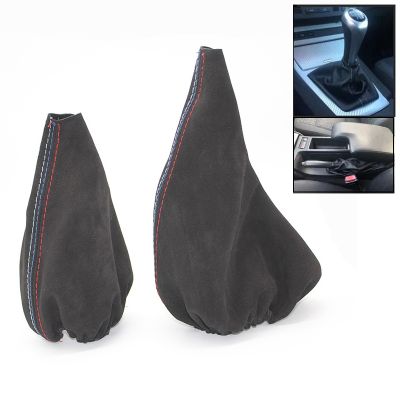 Car Gear Shift Collars Manual Handbrake Gaiter Boot Cover for - 3 Series E36 E46 E30 E34 M3 Z3 Black Leather
