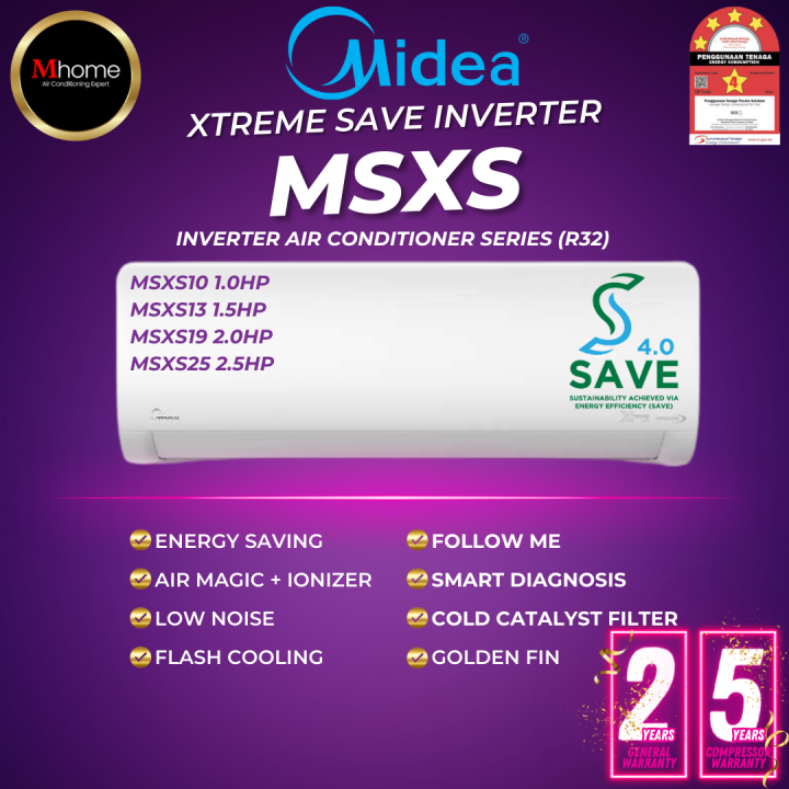 [DELIVERY ONLY] MIDEA INVERTER AIR CONDITIONER WITH IONIZER MSEP SERIES