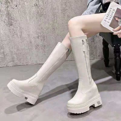 Heel Height 10cm Inner Heightening Boots Women But Knee-Length Small 2021 Autumn Winter High Long Tube Knight Thick-Soled High-Top Boot