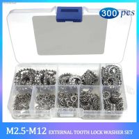 ♨✢ 300pcs M2. 5 M3 M4 M5 M6 M8 M10 M12 Stainless Steel 304 External Toothed Star Gasket Serrated Lock Washer Assortment Kit DIN6798