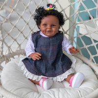 hot！【DT】❄  55CM Reborn Shaya In Dark African Baby Face Toddler 3 Month Real Size