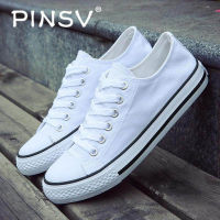 รองเท้าผ้าใบ PINSV สำหรับผู้ชายและผู้หญิงผ้าใบคลาสสิครองเท้าสเก็ตผู้ชายแฟชั่นรองเท้าส้นเตี้ย