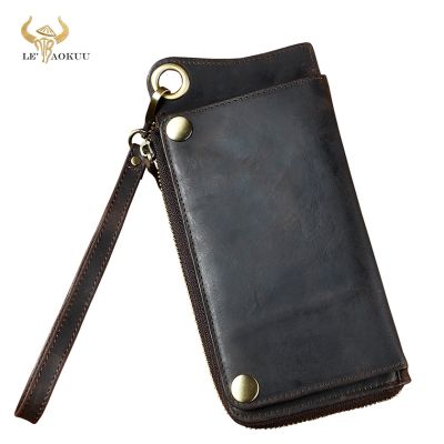 （Layor wallet） แฟชั่นชายออแกไนเซอร์หนังออกแบบสัตว์นูนสมุดเช็คโซ่กระเป๋าซิปกระเป๋าสตางค์กระเป๋าคลัทช์โทรศัพท์แขนผู้ชาย Ck001 1 D