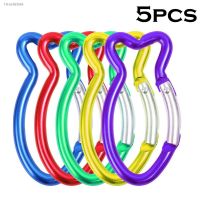 ▫ 5pcs Mini Carabiner Clip Fish Shape Keychain Aluminum Alloy Buckle Spring Carabiner Snap Hook Clip Keychain Outdoor Camping Tool