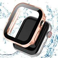 ตัวป้องกันหน้าจอกันน้ำเคสสำหรับ Apple Watch ซีรีส์7 6 5 SE 45มม. 41มม. 44มม. 40มม. กระจกกันกระแทกเต็มเคสครอบคลุมกันกระแทกพีซีแบบแข็ง