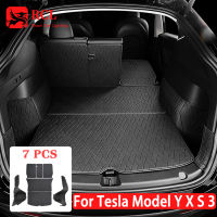 Leather Trunk Mats Fully Surrounded Waterproof Non-Slip All Weather Liner Custom Exact Fit Car interior For Tesla Model Y X S 3