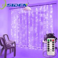 {ItalyNest shop}ไฟสาย300LED 3M X 3M 8โหมดพร้อมรีโมทคอนโทรลม่านแสงไฟม่านไฟประดับสวยงามชาร์จ USB คริสต์มาสปีใหม่ไฟตกแต่งงานเลี้ยงแต่งงาน