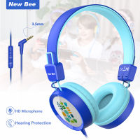 New Bee KH20 หูฟังสำหรับเด็ก with Microphone 85dB Safe Volume Limited Wired kids Headphone Girls Boys Macarons Color Music Stereo Headset For Kids Online Learning For iPad Kindle Android Phone