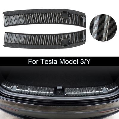 Auto Rear Bumper Foot Plate Rear Trunk Sill Guard Cover Car Door Edge Protector For Tesla Model 3/Model Y Car Accessories 2Pcs