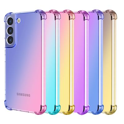 for Samsung Galaxy S23 S22 S21 Plus Ultra S10 S9 S8 S7 Clear Cute Gradient Case Slim Anti Scratch Flexible TPU Shockproof Cover