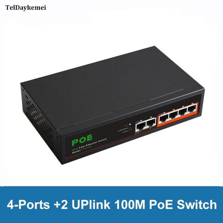 4 Port +2 UPLink 10/100Mbps POE Switch Fast Network Switches