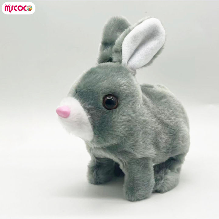mscoco-ตุ๊กตากระต่ายของเล่นไฟฟ้าพร้อมเสียงสัมผัสนุ่มผ้าเดินกระโดดของเล่นสำหรับเด็กของเล่นเพื่อการศึกษาเร็ว