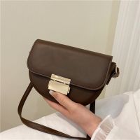 LASGO Simple retro small bag womens bag 2023 trendy ins fashion ladies saddle bag portable shoulder Messenger bag 〖WYUE〗