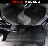 พรมปูพื้นรถยนต์ TESLA MODEL 3 พรมกระดุมเม็ดเล็กpvc เข้ารูป ตรงรุ่นรถ