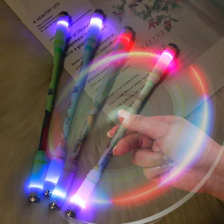 led-light-turn-ปากกาอุปกรณ์สำนักงานโรงเรียน-spinning-pen-rotating-gaming-pen-intelligence-toy-non-slip-gel-pens