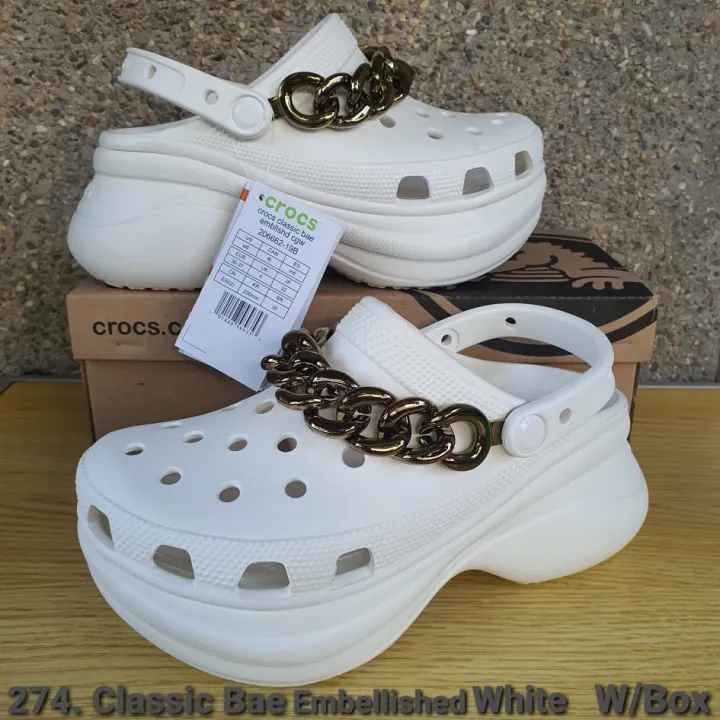 white crocs with beads