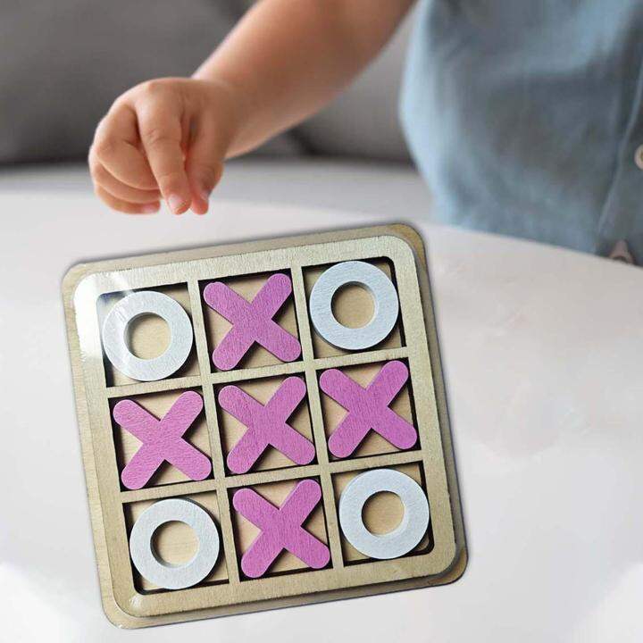 Mippos Tic TAC Toe Wooden Board Game Xoxo Chess Board Game for Gifts