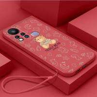 เคส Infinix Hot 11S Infinix Hot 11S NFC เคสนิ่มใส่โทรศัพท์ซิลิโคนเหลวป้องกันเคสกันกระแทกมือถือเรียบน่ารักหมีการ์ตูนพร้อมสายคล้อง