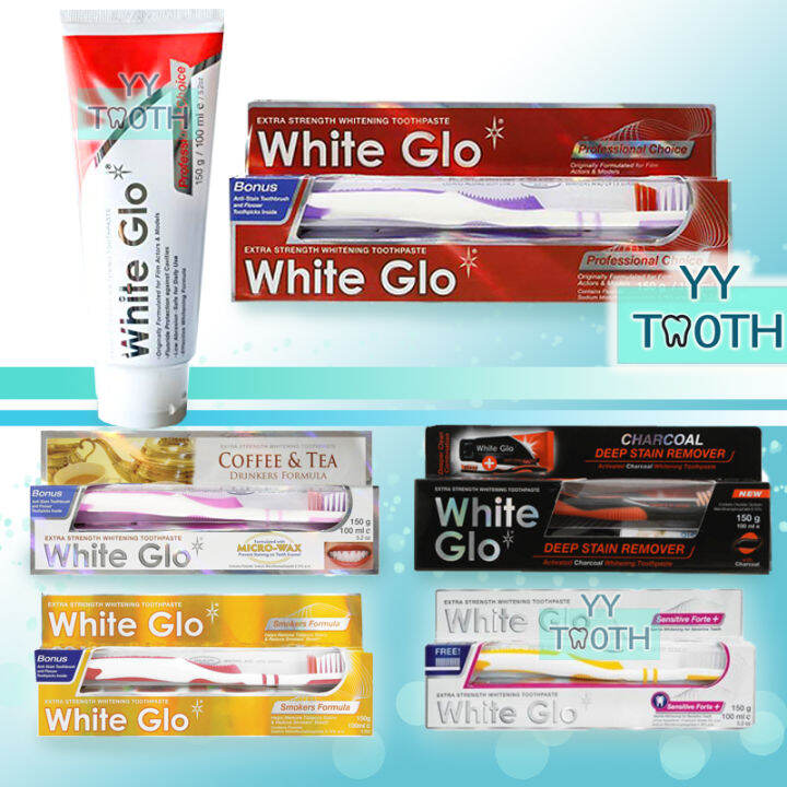 White Glo Extra Strength Whitening Toothpaste 150g FREE Toothbrush