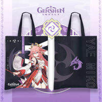 [ Star Fun] เกม Genshin Impact Canvas Bag Tartaglia Yae Miko Kazuha Yoimiya Hutao กระเป๋าสะพาย Bolsa Compra Tote กระเป๋าช้อปปิ้งแบบใช้ซ้ำได้