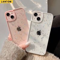 LANTOM Glitter Flash Clear Hard สำหรับ iPhone 14 13 12 11 Pro Max Mini XR X X S 8 7 Plus + SE 2020 Simple Clear กันกระแทก