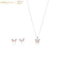 [Giftset] Louis Montini (Jewelry) ชุดกิฟท์เซต Sterling Silver 925 ต่างหูเงินแท้ สร้อยคอเงินแท้ รูปผีเสื้อ LJ-GS002